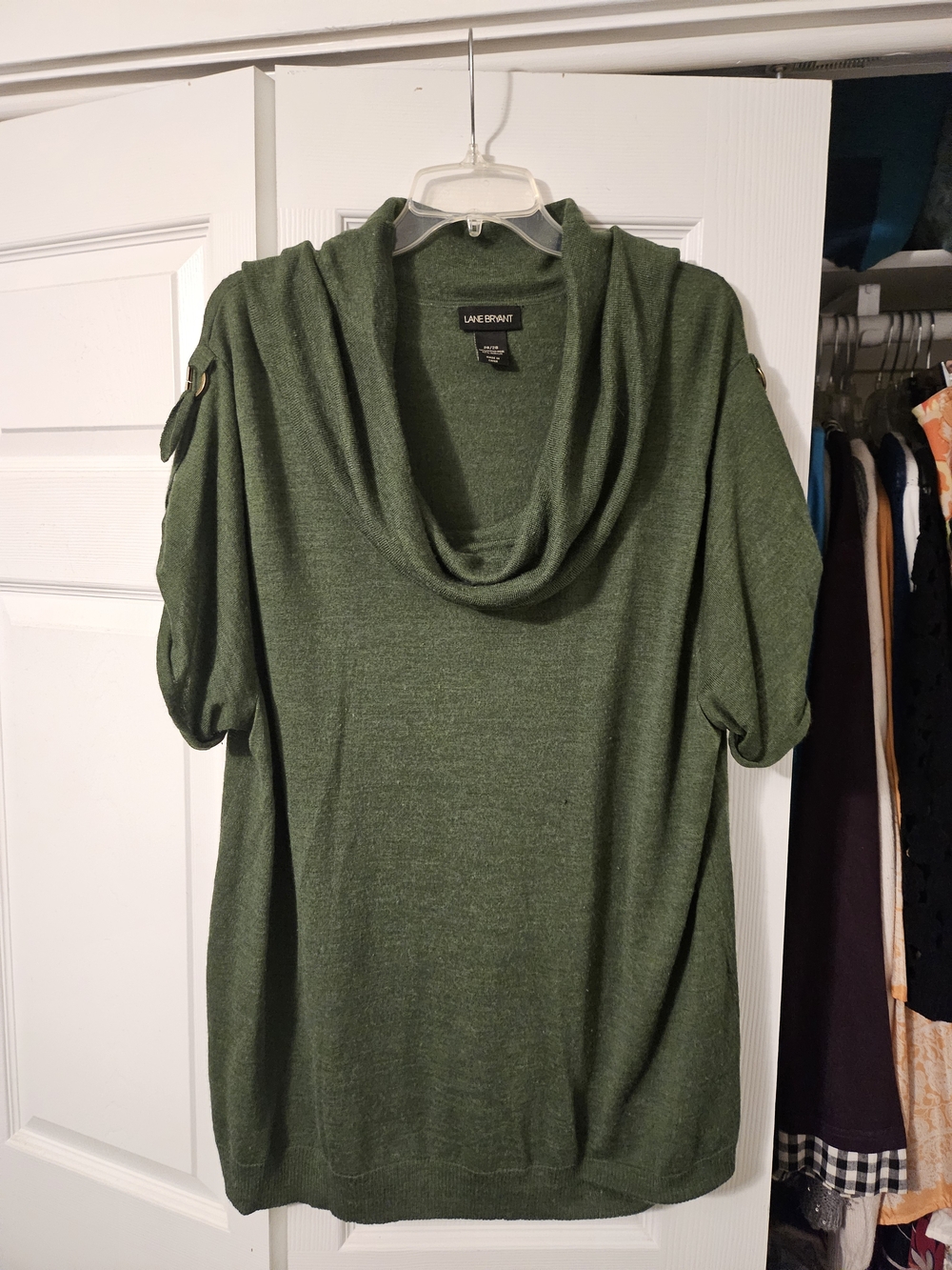 Lane Bryant Dark Olive Cowl Neck Sweater Tunic